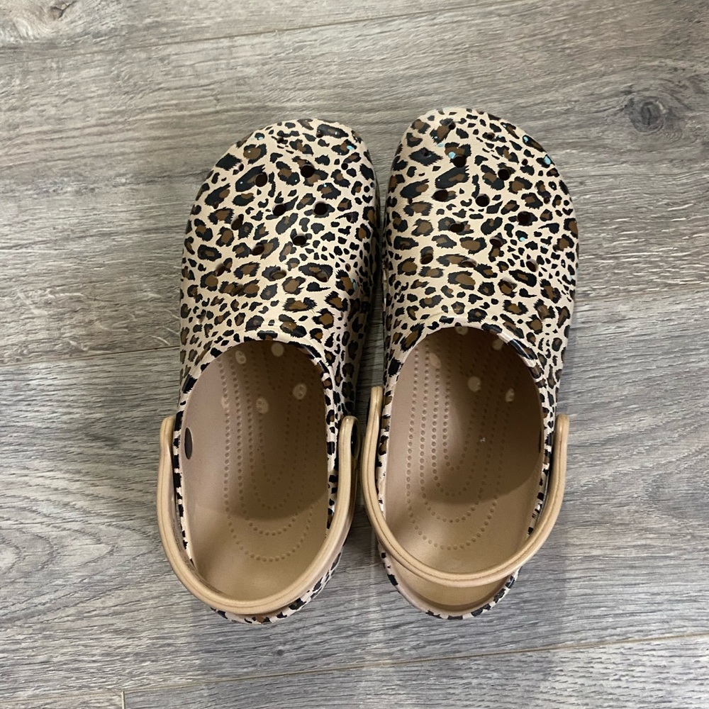 Leopard off brand crocs